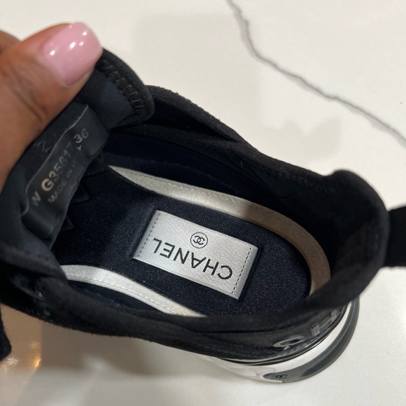 CHANEL
**SOLD** Velvet Calfskin Mixed Fibers CC Sneakers Black 36 - Picture 11 of 15